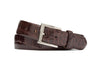 Glazed American Alligator Belt with Nickel Buckle (Chocolate)