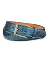 Glazed American Alligator Belt with Nickel Buckle (Ocean Blue)